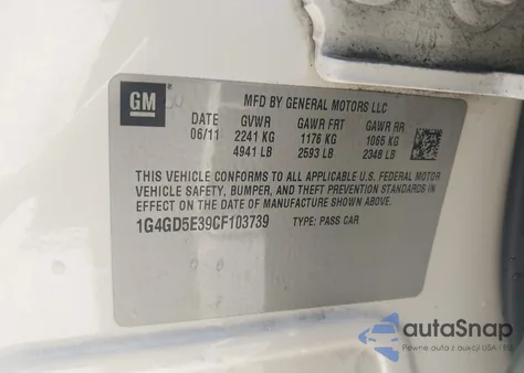 2012 Buick Lacrosse Premium 1 Group из США, поврежденный, VIN 1G4GD5E39CF103739